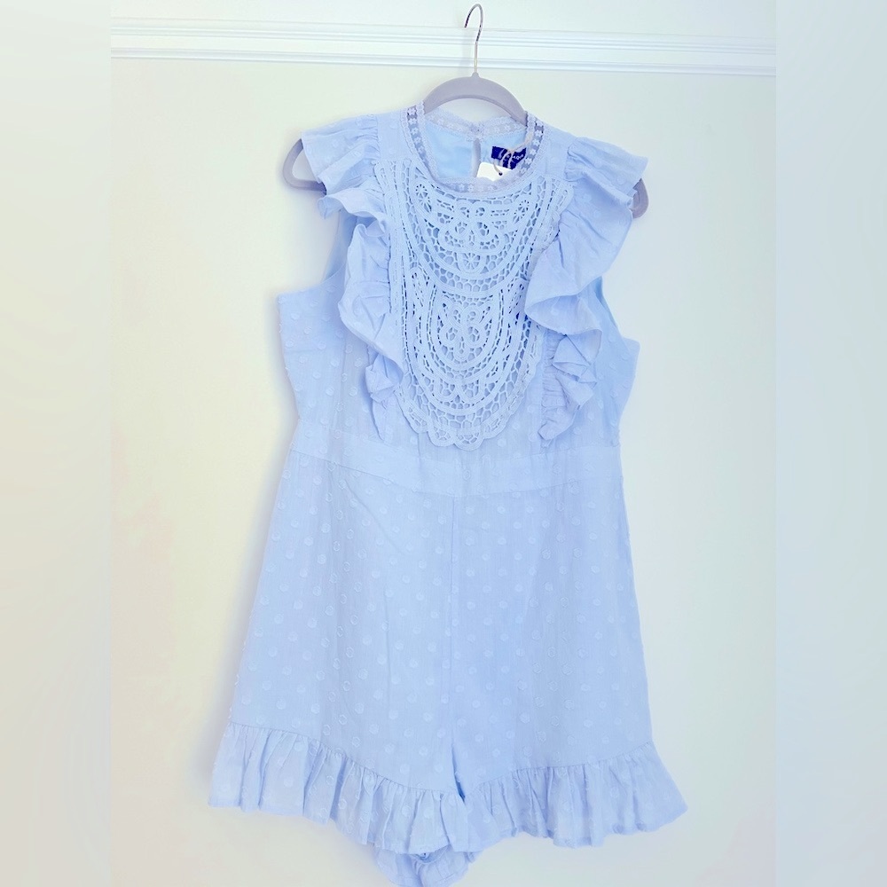 AQUA Light Blue Lace Romper new with tags